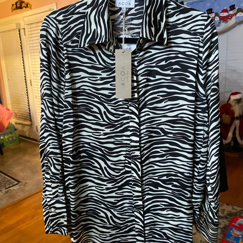 ACOA Zebra print silk blouse